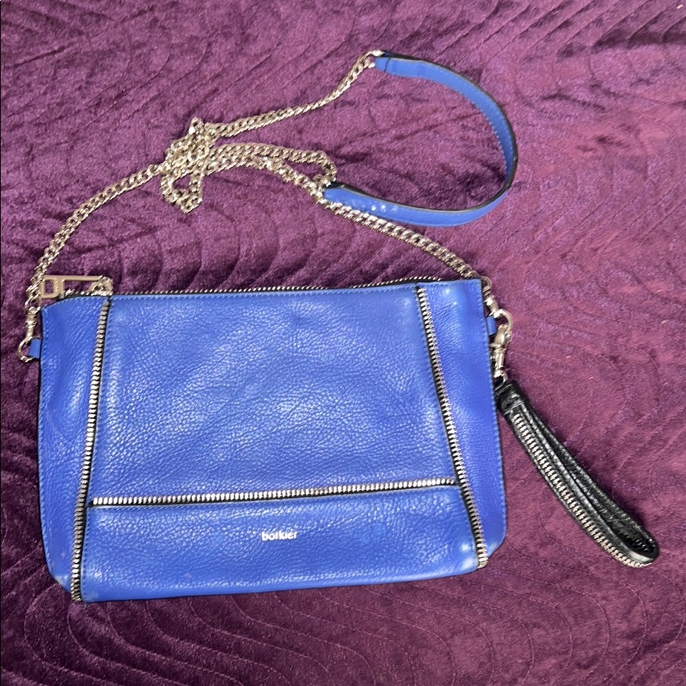 Botkier Blue Clutch with Gold Chain Details